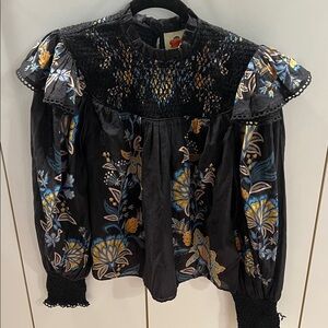 FARM Rio Black Floral Blouse